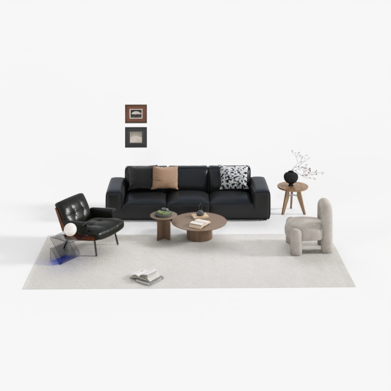 Vintage Black-Bull Sofa Set