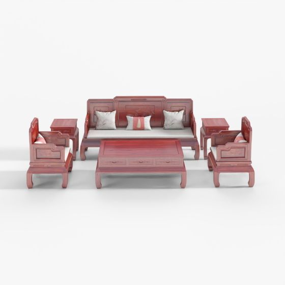 Exquisite Rosewood - Shangli Sofa Six-Piece Set (1.1.3)