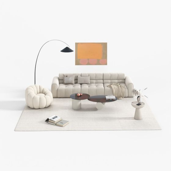 Cream-Style Multi-Seat Sofa Set