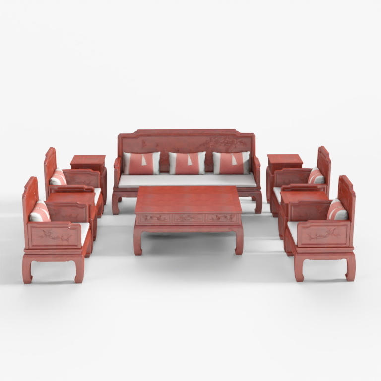 Exquisite Mahogany - Spring Plum Blossom Sofa Ten-Piece Set