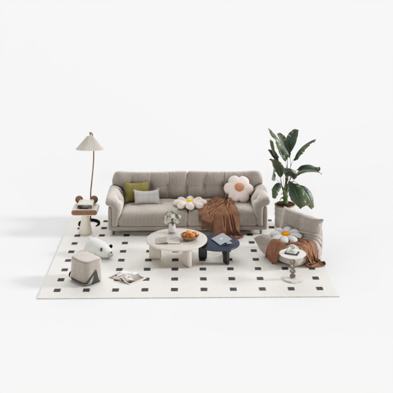 Modern Cream-Style Living Room Multi-Seat Sofa Set