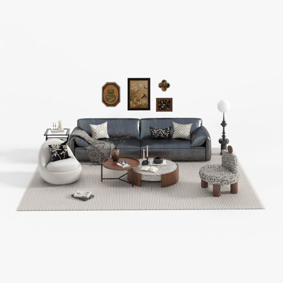 French Mid-Century Dining Multi-Seat Sofa Set