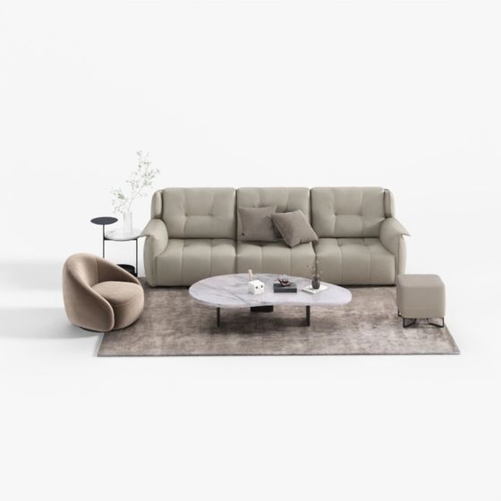 Chocolate Leather Sofa Combination 3D Model