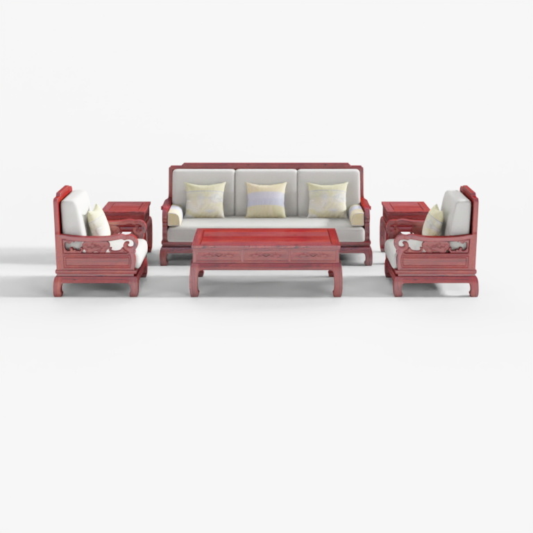 Bộ ghế sofa sáu món Hongmu Jinfang tinh xảo