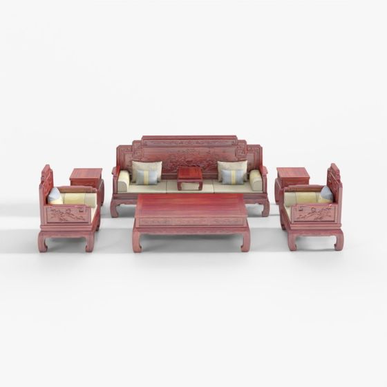 Exquisite Redwood - Prosperous Future Sofa Seven-Piece Set