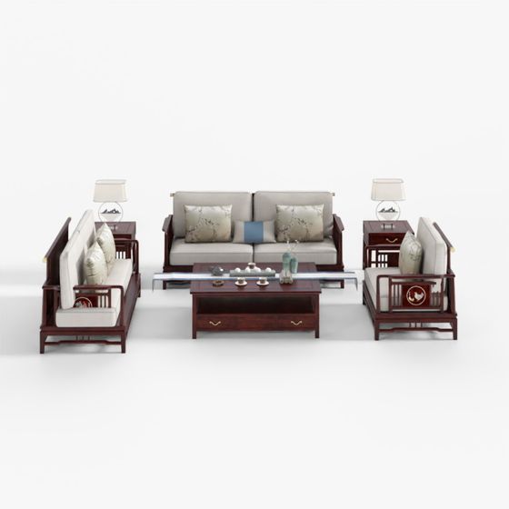 Asian Sofa Set in Brown