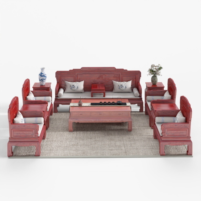 Bộ ghế sofa Mastercraft Hongmu 602 Cảnh quan rực rỡ 11 món