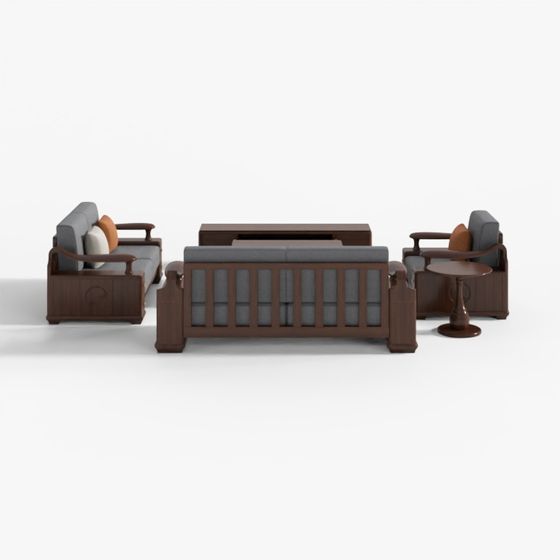 Three-Seater Sofa 3D Model in Modern Brown