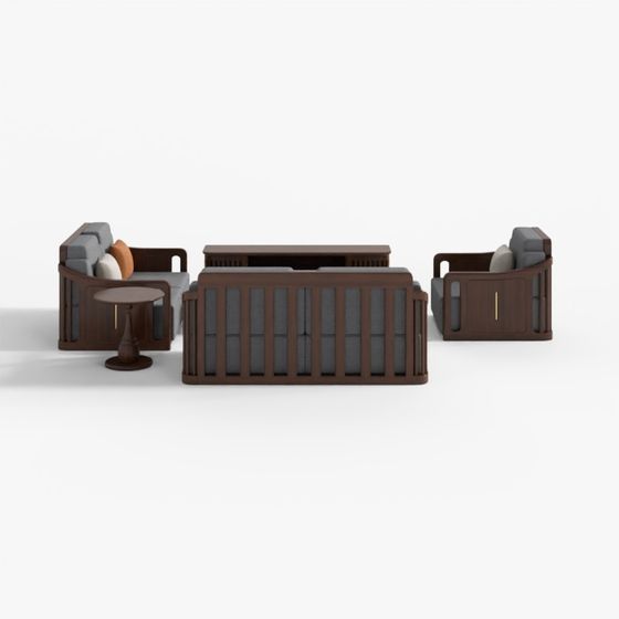 Modern Brown Sofa Set 3D Model for Elegant Living Rooms