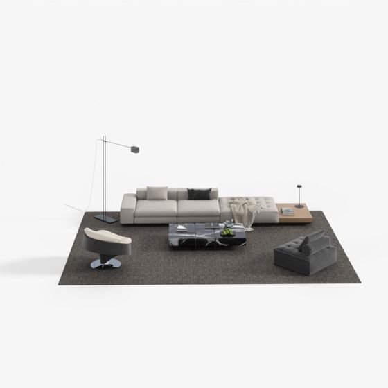 Modern Multi-Seat Sofa with Side Table Set