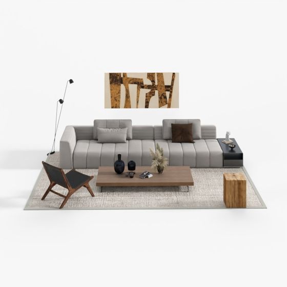 Natural Wood Multi-Seat Sofa