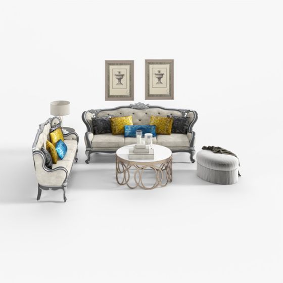 Luxury European Fabric Sofa Combination in Earth Color