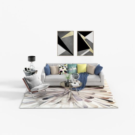 Urban Loft Living Room 3D Model