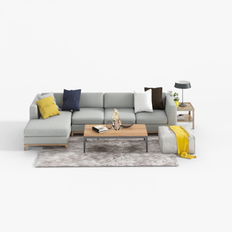 Ensemble IKEA de canapé nordique en tissu gris à tempérament pour plusieurs personnes