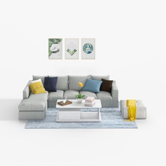 Cozy Corner Lounge 3D model for Modern Spaces