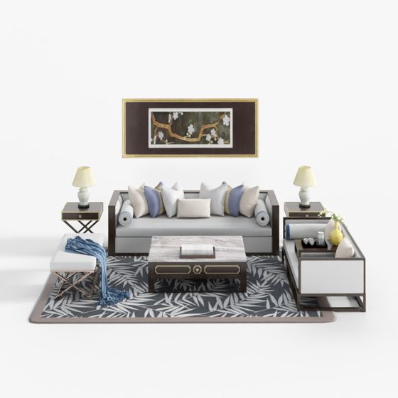 Elegant Low Poly Sofa Set 3D model