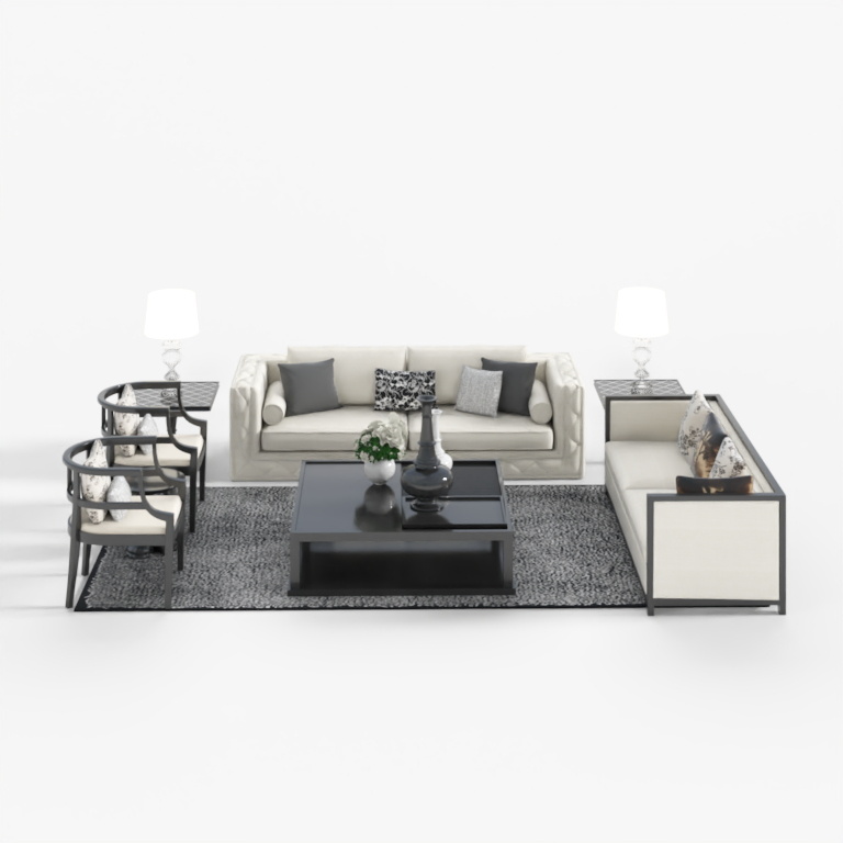 M white striae Chinese combination sofa set