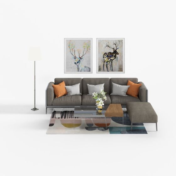 Urban Living Room 3D Model for Modern Spaces