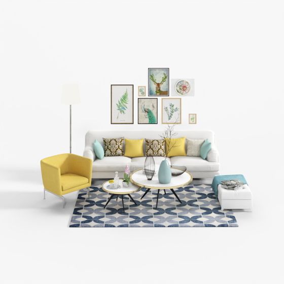 Cozy Living Room Set 3D model