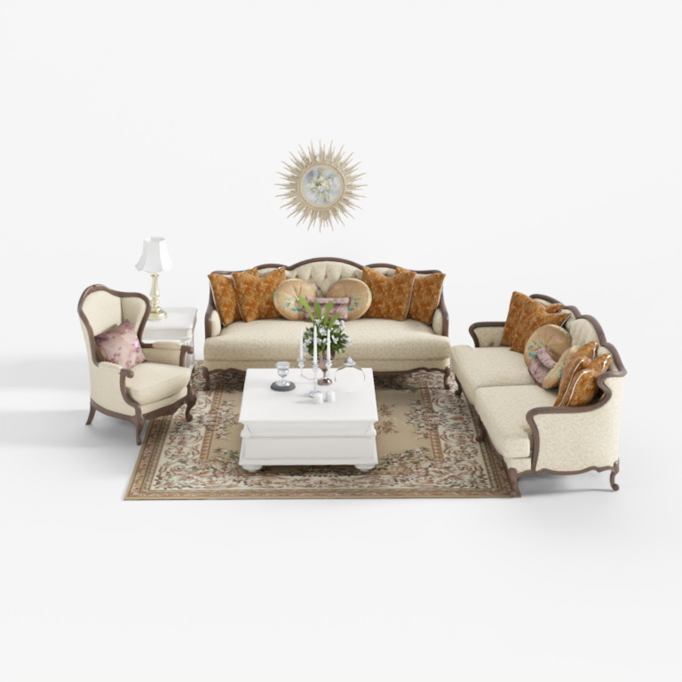Khaki European style cloth art sofa combination