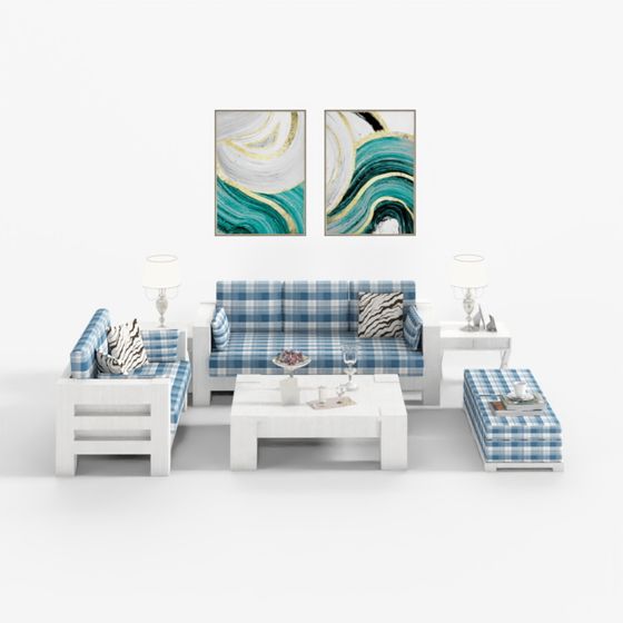 Urban Plaid Living Room Set 3D model