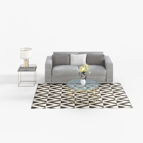 Chic Urban Living Room 3D Model for Creative Projects