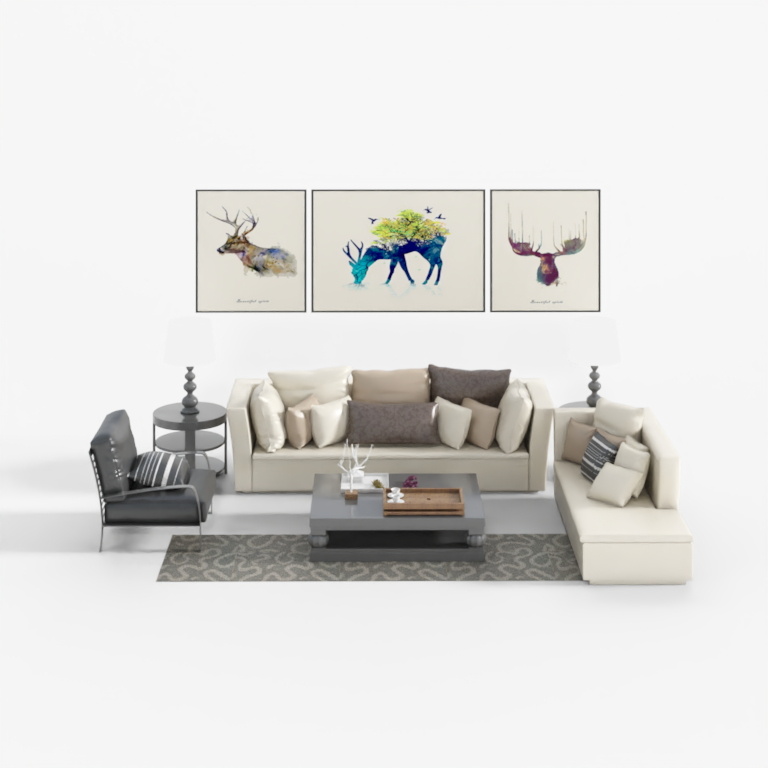 Beige simple cortical modular sofa combination