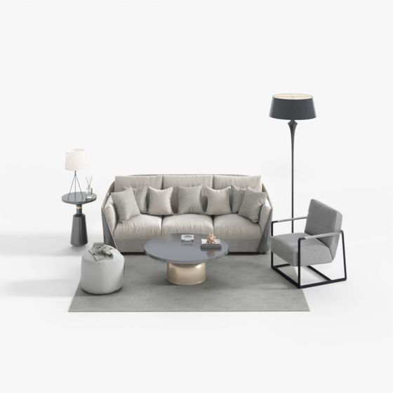 Sophisticated Modern Living Room 3D model