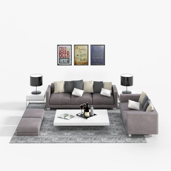 Urban Living Room 3D Model