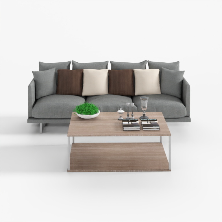 Ghế sofa nhiều chỗ vải màu xám hiện đại kết hợp