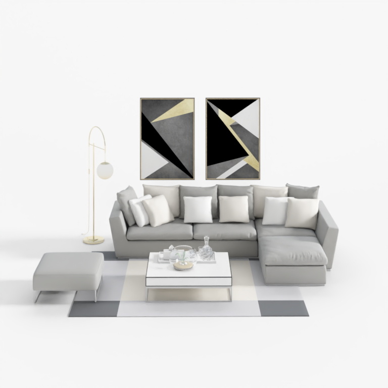 Los nombres púrpuras están decorados - Combinación de 4 sofás