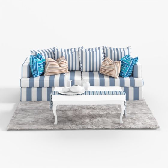 Stylish Low Poly Sofa 3D model for Contemporary Spaces