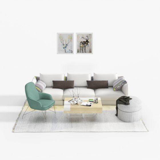 Elegant Urban Living Room 3D model for Modern Spaces