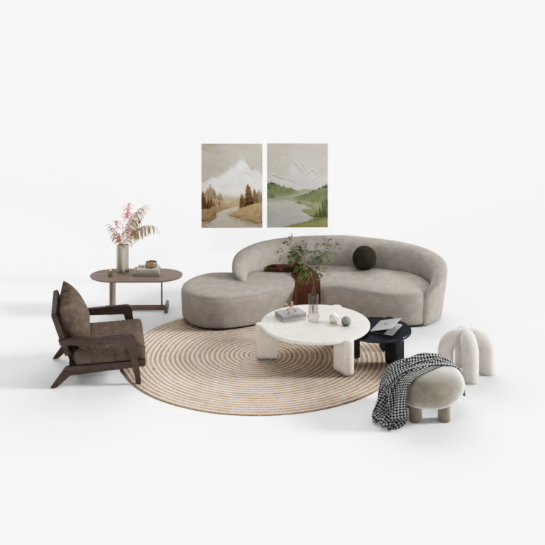 Wabi-sabi style sofa set