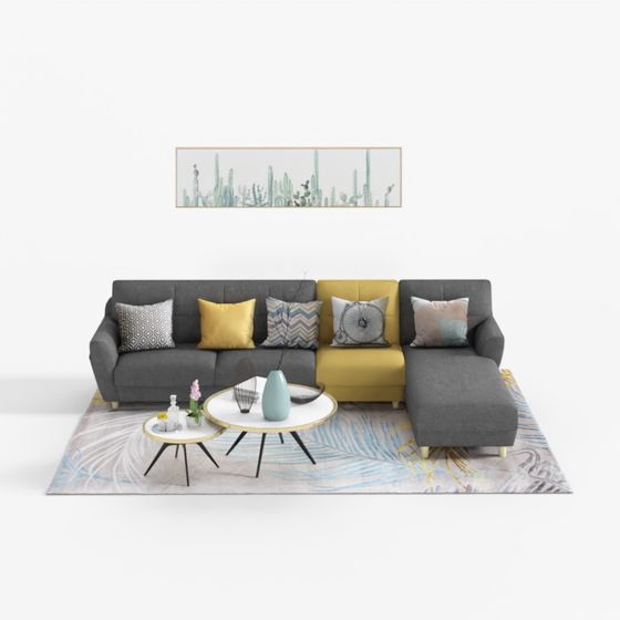 Elegant Modern Minimalist Sofa 3D model