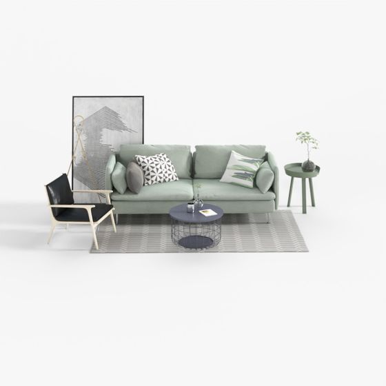 Elegant Low-Polygon Sofa 3D model for Modern Living Rooms