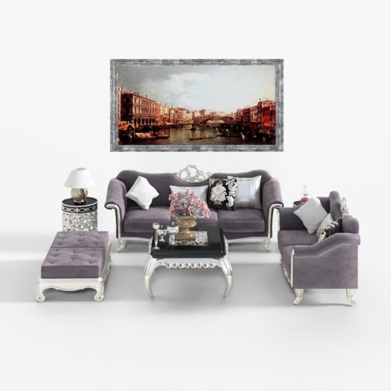 Elegant Victorian Living Room Set 3D model