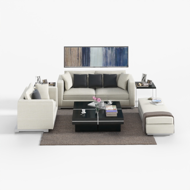 Brown grey minimalist cloth sofa combination