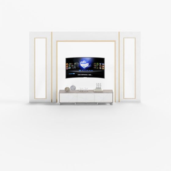 Sleek Modern TV Wall Unit 3D model