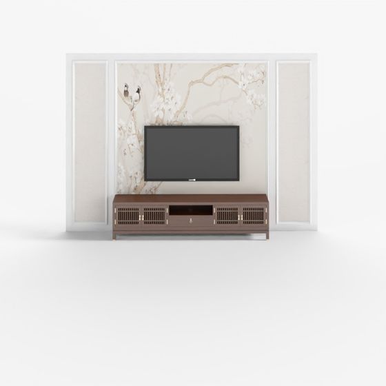 Sleek Marble TV Console 3D model