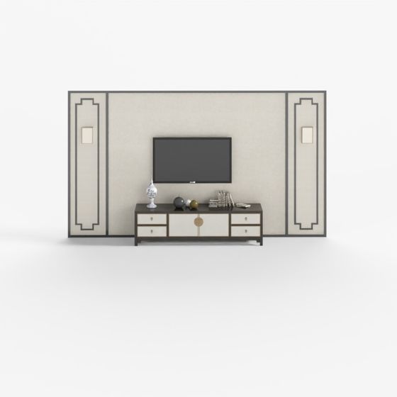 Art Deco TV Wall Unit 3D model