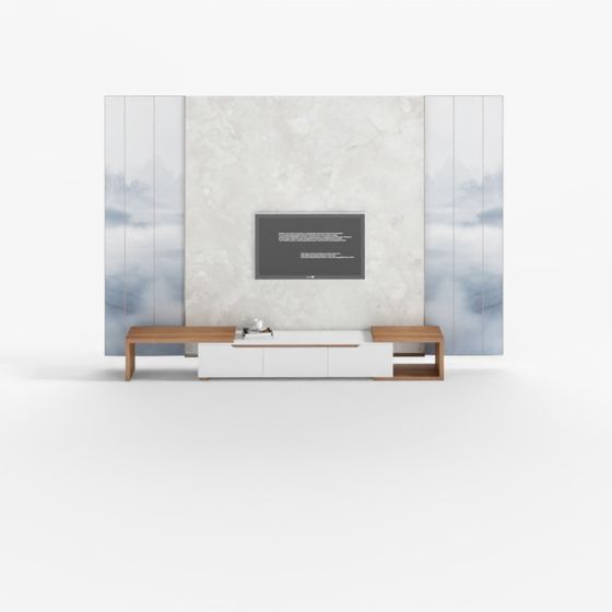 Modern Minimalist TV Wall 3D model Design