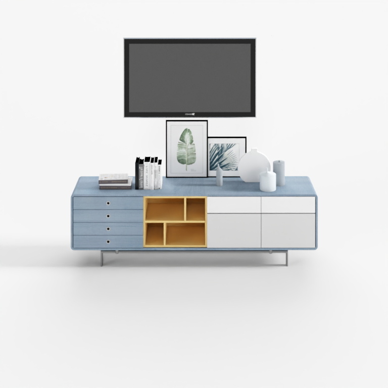 Sleek Media Console 3D model for Modern Interiors
