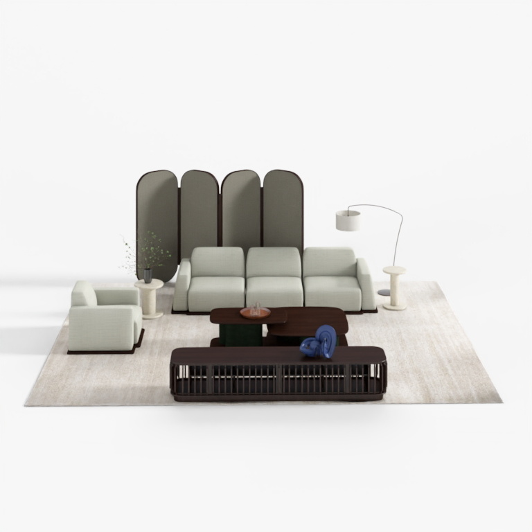 Fanji CAGE TV Long Cabinet - American Black Walnut Set