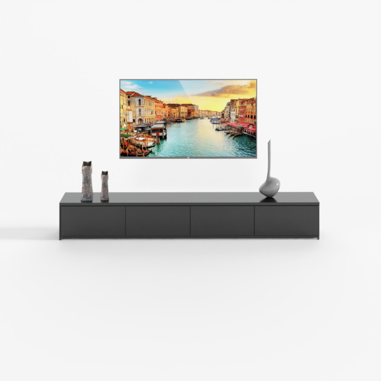 Tủ tivi phòng khách sơn đen tối giản hiện đại