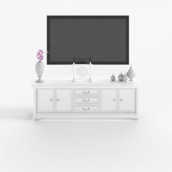 Elegant Low-Poly 3D Model TV Cabinet