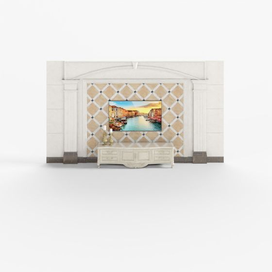 Elegant Grand Wall Panel 3D model for Modern Interiors