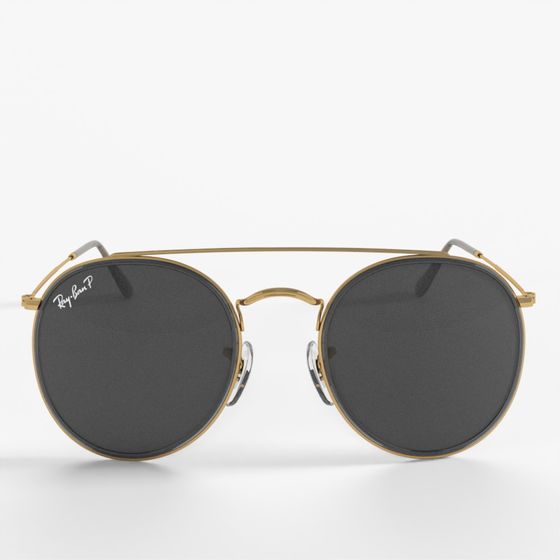 Round Double Bridge Sunglasses Gold