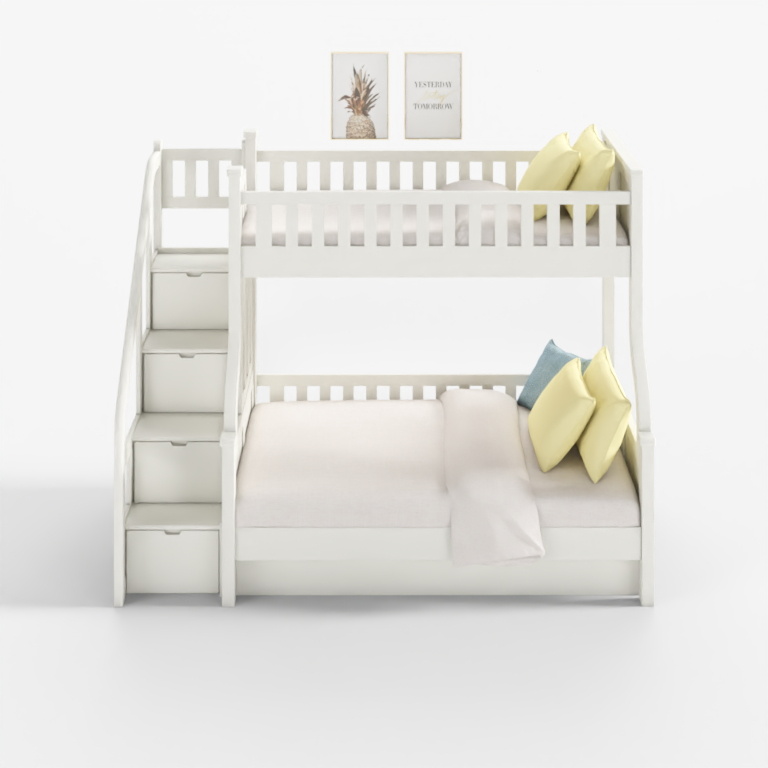 UvanTeen-Amerikanisches Hochbett weiß 1,2m mit Wischkombination