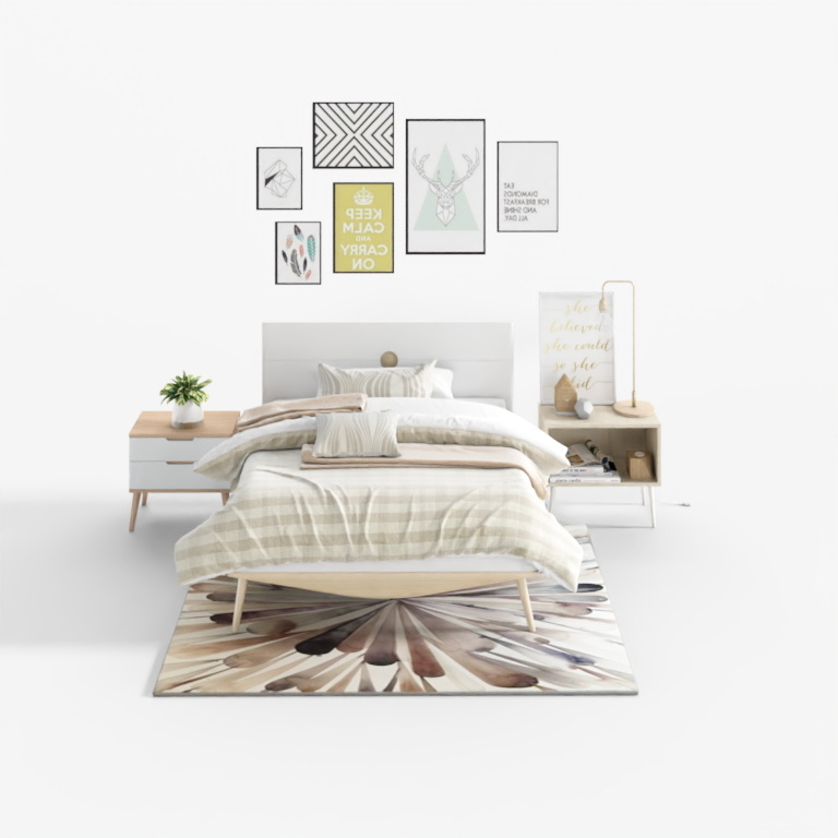 모던 미니멀리즘 1.2m 침대 조합